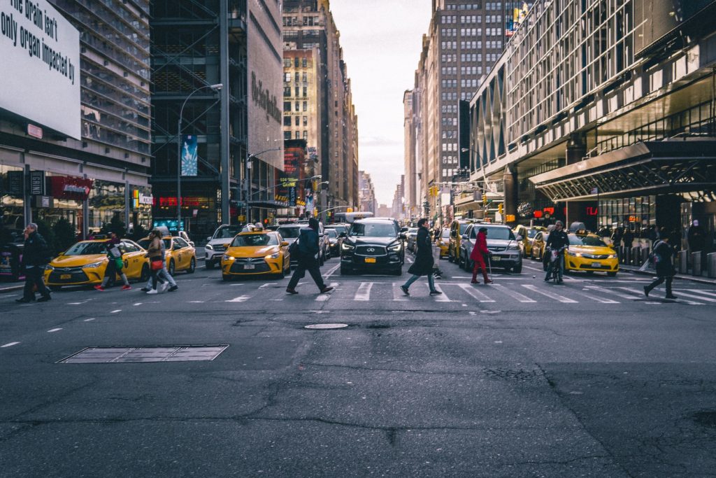 people walking on crosswalk